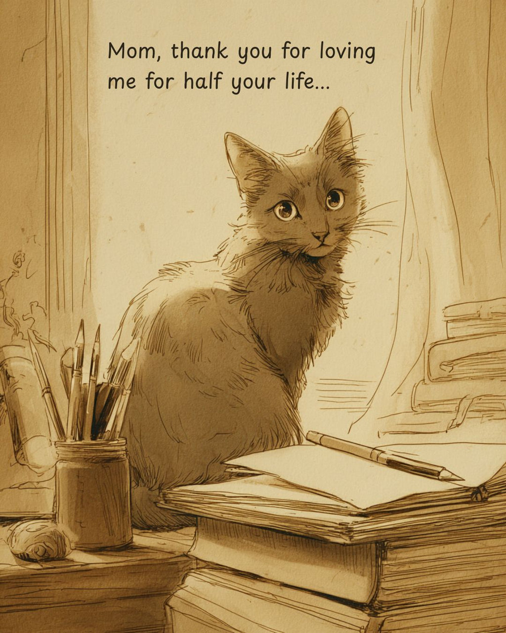 Custom Vintage Cat Tribute (Digital Delivery)